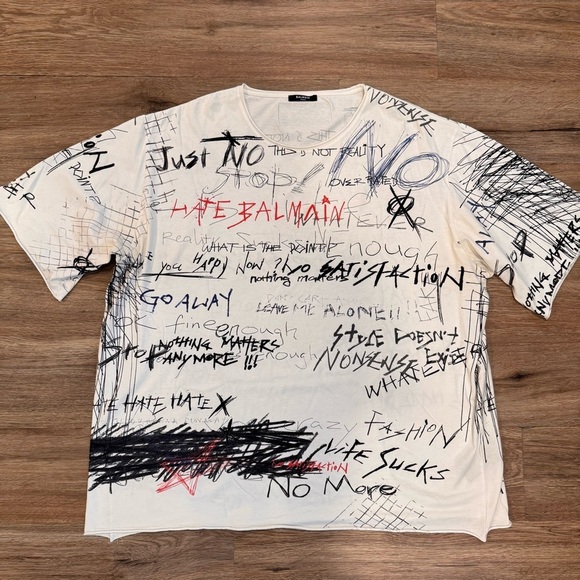 Balmain Other - Balmain Scribble-Printed Crewneck T-Shirt RARE